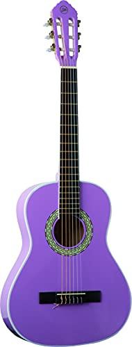 EKO GUITARS - CS-5 VIOLET Chitarra Classica Serie Studio Scala 3/4, Top in Agathis, Fasce e Fondo in Tiglio Laminato, Manico in Mogano e Tastiera in Betulla, Custodia Inclusa, Colore Violet