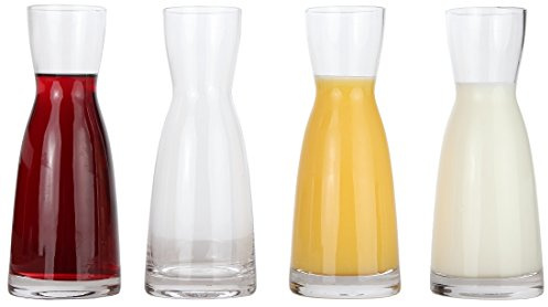 Lily's Home Individual Glass Wine Decanters, Miniature Personal Size Carafes Ideal for Dinner Parties and Wine Tastings, Makes Wonderful Gift. 10 oz. Each, Set of 4