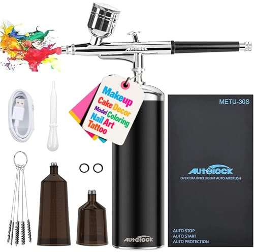 Autolock Airbrush Kit 30PSI with Compressor, Wireless Airbrush Gun Kit