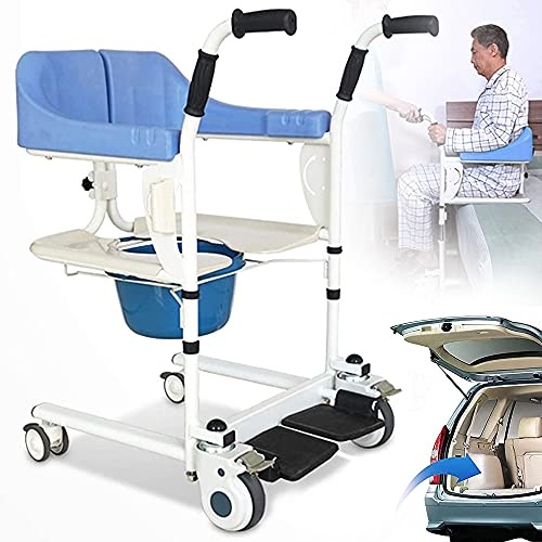 ZH-VBC Comoda WC per Anziani con Rotelle, Sedia Comoda WC per Anziani e Disabili, Sollevatore per Il Trasferimento del Paziente per La Prevenzione delle Cadute per Uso Domestico,ComfortVersion