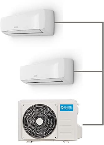 Olimpia Splendid, Aryal Dual 14 con Unità Interna Alyas, Climatizzatore 9.000 + 12.000 BTU / h Multisplit Inverter, Ionizzatore d'aria, Gas R32, Classe A++ in Raffreddamento, Wifi Integrato