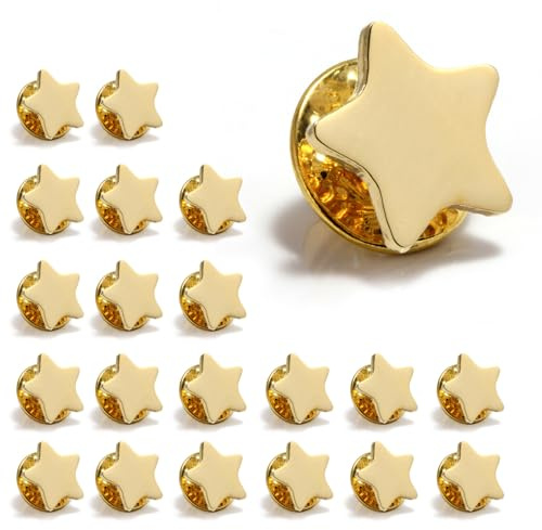Star Pin Badge | Available in Gold, Silver Bronze | 10/20/50/100pcs | (13mm) | Lapel Pin Badge School Reward for attendance or achievement | Employee of the month (x20 Gold)