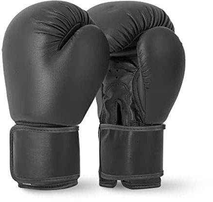 Lions Boxing Gloves 8oz, Ideal for Teenagers Aged 12-15 Years, Pair of Sparring Mitts (Plain Black, 10 oz)