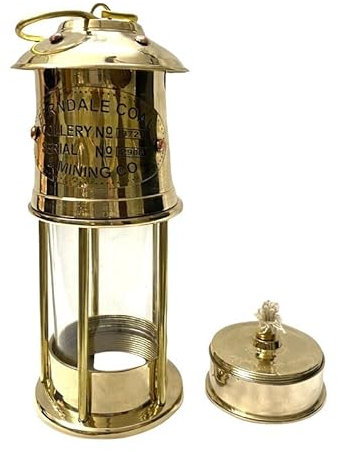 Lampada a olio da minatore nautico da 17,8 cm, in ottone, vintage, lanterna nautica a forma di nave minatrice marittima, lampada a olio decorativa