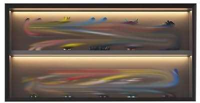 HJLKDYM Wall Mounted Storage Cabinet, With LED Light，Wall Cabinet With Doors Display Case For Figures Wall-Mounted Or Desktop Display Box Stand(80x20x38cm)