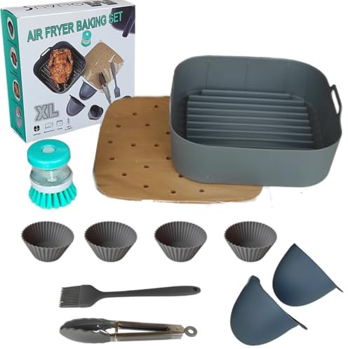 Moljaus Kit air Fryer 7 Accessoires friteuse sans Huile. Comprend Moule Silicone friteuse à air de 22 cm Compatible avec Cosori Dual Blaze 6,4 Cosori Turboblaze Air Fryer Accessories