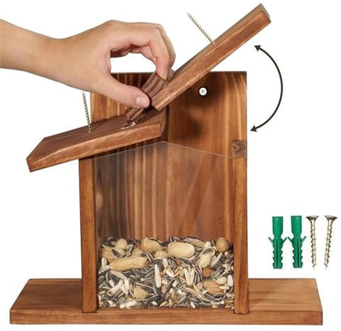 Casa per scoiattoli, rifugio unico per scoiattoli, habitat durevole per scoiattoli, elegante di scoiattolo in legno, rifugio decorativo per animali selvatici, ideale per nutrire e attirare gli