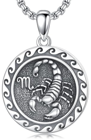 enjoylifecreative Scorpio Zodiac Sign Necklace 925 Sterling Silver Constellations Pendant Chain Horoscope Astrology Jewellery Gifts for Men Women