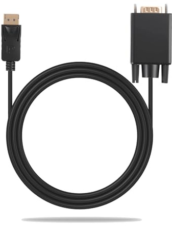 Wvxilyr 1,8 Metro de Cable DisplayPort a VGA, DP a VGA Unidireccional Cable, Conector Chapado en Oro 1080p Full HD, Compatible para Computadora Portátil a Monitor, Conveniente y Simple