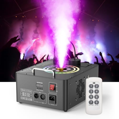 1500W Macchina del Fumo con Telecomando, Wash 6 RGB LED Stroboscopica Effetti Luminosi 3000 CFM/min Macchina del Fumo di Nebbia Portatile DMX512 per Halloween Matrimoni Palcoscenici Feste