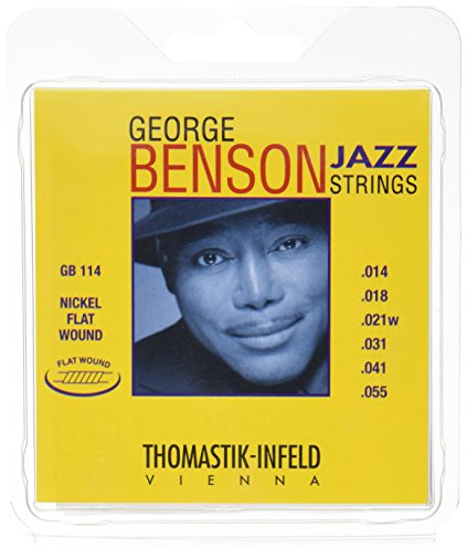 Thomastik-Infeld, Corde per chitarra elettrica George Benson Jazz Guitar, Set, GR114, Heavy nickel flatwound, .014 - .055fw