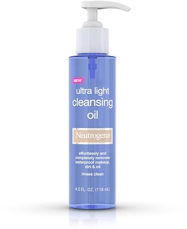 Neutrogena Ultra Light Facial Cleansing Oil & Makeup Remover, Non-Comedogenic Face Cleanser to Remove Dirt, Oil, Makeup & Waterproof Mascara, 4 fl. oz