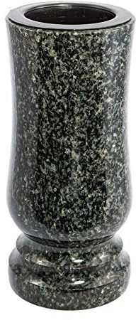 Afterglow Snygg gravvas gjord av äkta granit Impala (mörk) Höjd 20 cm / Ø 10 cm Gravdekoration väderbeständig frostsäker granitvas med plastinsats kyrkogårdsvas
