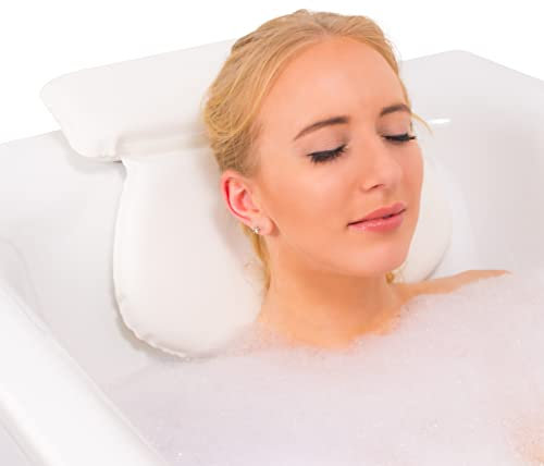 Relux Premium Waterproof Bath Pillow Cushion with Non-Slip Suction Cups Ergonomic Home Spa Headrest