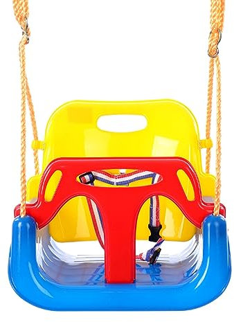 EXTSUD Altalena Colorata 3 in 1 Seggiolino Bambini in Plastica Max Portata 80KG Sedile Regolabile per Altalena Giocattolo da Giardino per Bambini Blu