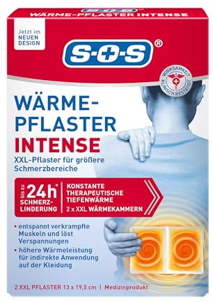 SOS Wärme-Pflaster INTENSE | extra starke XXL Wärmepflaster | löst verkrampfte Muskeln + Rücken Verspannungen | Rückenschmerzen 1x2 Wärme Pads
