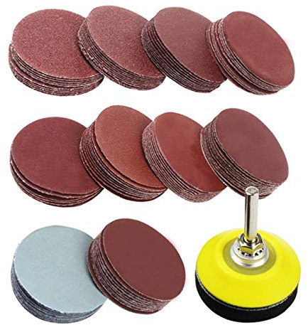 Coceca 100pcs 2 Inch Drill Sander Attachment with Backer Plate 1/4 Shank Sanding Discs Pad Kit Includes 80-3000 Grit Sandpapers