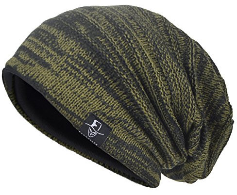 VECRY Herren Slouchy Stricken Übergroße Beanie Skull Caps Künstlerische Hüte (Grün)