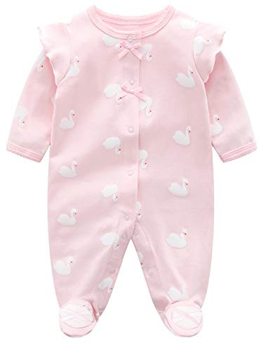 Bébé Filles Combinaison Barboteuses Pyjamas Coton Grenouillère Manches Longues Body 3-6 Mois