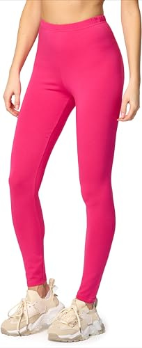 Merry Style Leggings Deportivas Mujer – Ropa Mujer de Algodón con Cintura Alta, Suave, Cómoda e Hipoalergénica para Uso Diario o Actividad Deportiva MS10-198 (Fucsia, S)