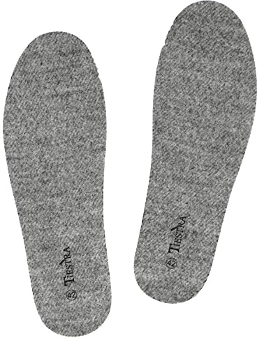 TIESTRA Wool Felt Warm Insoles Soft Comfort Shoe Inserts Thermal Insoles Winter Thick Inner Soles for Rain Boots Winter Shoes Slippers for Men Grey 42EU/UK8