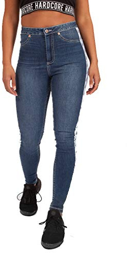 Hardcore Damer bomull rik mjuk beröring hög eller medelhög midja denim skinny jeans, Brooklyn – Luxe Blue, 60 SE