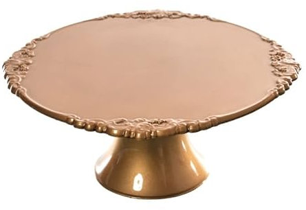 Golden Hill Alzata per dolci Alzatina torta e frutta, di plastica grande (Oro, ø31 h10)