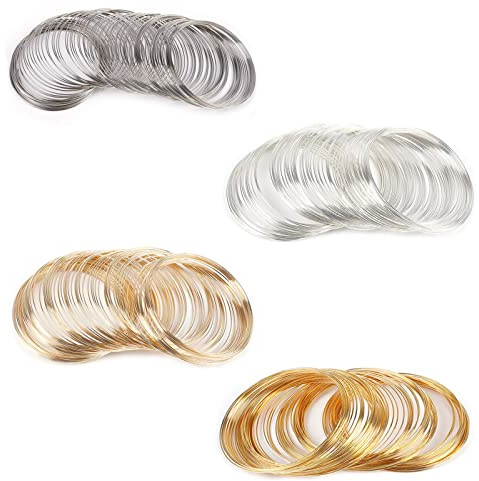 400 PCS Filo di Memoria Del Braccialetto, Filo Creazione Gioielli, Durevole e Resistente, für Creazione Braccialetti, Gioielli, Strumenti Fai-da-Te (4 Colori)