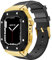 Enze-Étui en acier inoxydable compatible avec Apple Watch Series 7 45 mm 6/5 iWatch SE 44 pour hommes – Robuste étui de protection en métal résistant aux chutes avec bande de sport en silicone souple