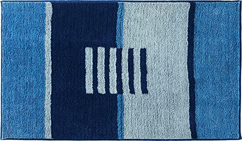 REDBEST Badematte, Badteppich, Badvorleger Houston - rutschhemmend, Flauschiger Flor, pflegeleicht, für Fußbodenheizung geeignet - blau Größe 70x120 cm