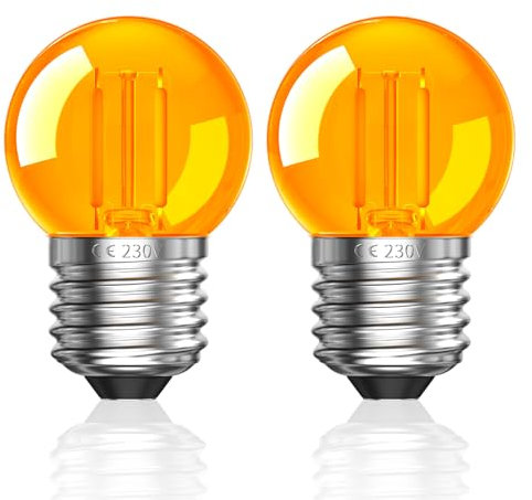 Luxvista 2W Bombillas LED E27 Vintage Luz Calida 2000K G40 Ámbar Bombilla para Lámparas de Noche Sueño Saludable y Luz de Cuna,Equivalente 20W, No Regulable,Paquete de 2