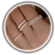 Rrdaily 5Pcs Pearl Rings for Women,Vintage Stretch Beaded Stackable Rings Adjustable Thin Dainty Handmade Pearl Jewelry Statement Band Ring (5Pcs Rings)