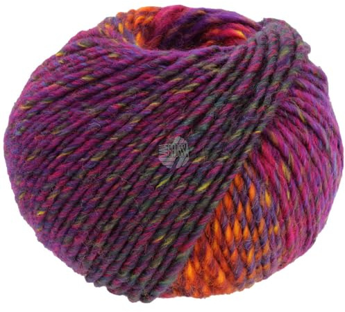 LANA GROSSA Colors for You | Voluminöses Dochtgarn mit Farbverlauf | Handstrickgarn aus 55% Schurwolle & 45% Polyacryl | 50g Wolle zum Stricken & Häkeln | 90m Garn FB 146