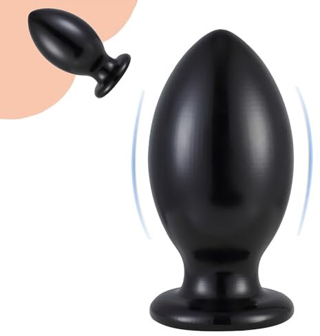 Axcroo 7 Größe Eiförmiges Analplug Analkugel Buttplug mit Saugnapf Anus Dilatator Prostata Massager Vagina Stimulator Groß Anal Stecker Butt Plug Sex Spielzeug Für Männer Frauen (Schwarz-XL)