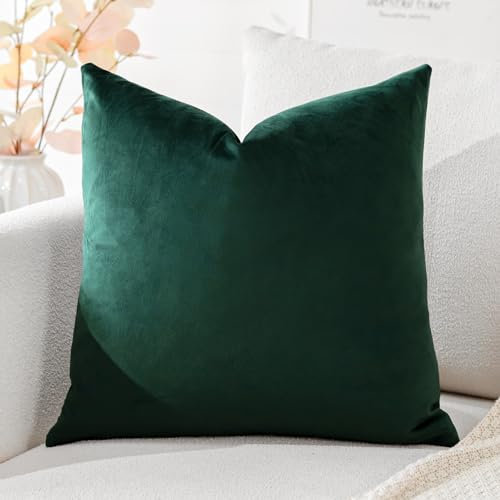 Artscope Samt Kissenbezug Kissenhülle Dekorative Dekokissen Sofakissen Lendenkissen Wurfkissenbezug Sofa Schlafzimmer 50x50cm Dunkelgrün