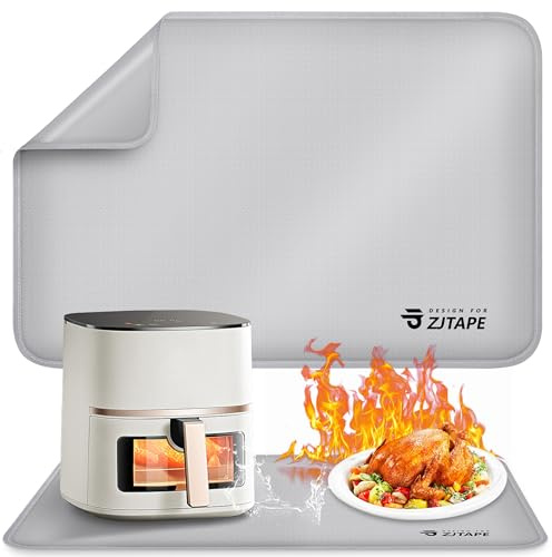 Tappetino resistente al calore - Tappetino in silicone ignifugo 60x40cm, Sottotappeto ignifugo antiscivolo e impermeabile, Tappetino di protezione termica per piani di lavoro della cucina (argento)