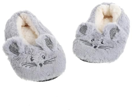 XUCZHAI Chaussettes pour Pantoufles Pantoufles Chaudes d'hiver for Femmes, Peluche pelucheuse, antidérapante, intérieur Moelleux, Paresseux, Oreilles de Souris, Chaussure de Sol brodée(Cyan,39-41)