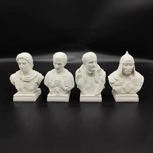 Caesar staty Alexander byststaty 3D-tryck Napoleon figur Genghis Khan skulptur för vardagsrum hem hylla dekor, samling figur (4 st)