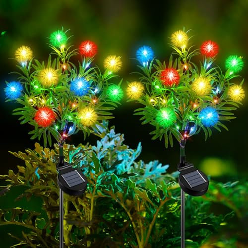 Qoosea 2 Pezzi Lampada Solare Giardino Luci Solari Esterni Impermeabile Luci a Sfera Bianche Solari Luci con 2 Modalità di Illuminazione Farfalla Decorazioni da Giardino Decorazioni Giardino