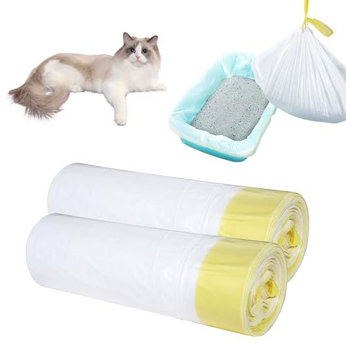 40PCS Cat Litter Tray Liners, Litter Tray Liners with Drawstring, Durable Cat Litters Bags, Scratch Resistant Cats Litters Liners Leak Proof Tray Bags for Medium Litter Box(45X79CM)