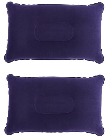 NAMOARLY Inflatable Pillow 2 Pack Super-Thick Flocking Portable Travel Camping Outdoor Pillow Lightweight Neck Head Support Easy Inflate Deflate