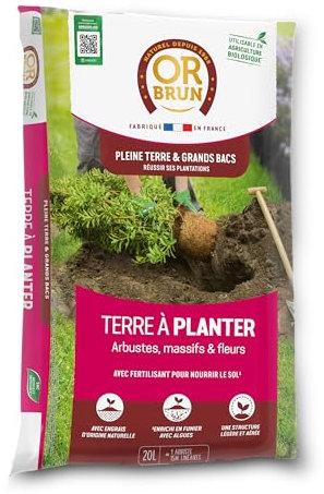 OR BRUN Terre à Planter 20L : Une Solution Naturelle pour arbustes et bacs d'ornement