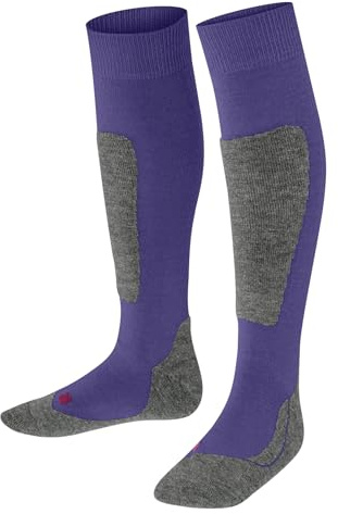 FALKE Active Ski K Kh laine 1 paire, Chaussettes de ski Mixte enfant, Violet Crocus 8305, 23-26