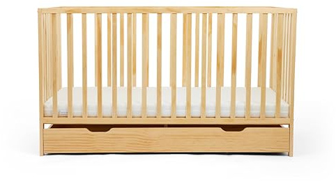Ickle Bubba Hartley Classic Cot Bed and Under Drawer – Stylish & Adjustable Cot with 3 Height Positions, Suitable from Birth to 3 Years (Under Drawer Only, Pine)