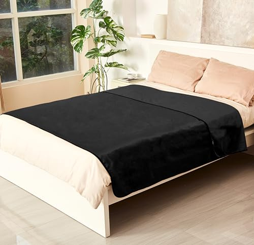 Catalonia Classy vattentät filt för säng, soffa och husdjur XL203 x 152 cm | Mjuk värmande husdjursfilt, inomhus och utomhus, användbar på resor, helt tvättbar, svart