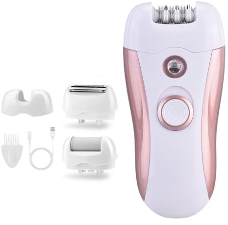 Tomvorks Appareil D'épilation électrique Réglable à 2 Vitesses pour Femme, Tondeuse D'épilation Efficace avec Broyeur de Peau pour les Aisselles, les Pieds, Jambes, Chargement USB (Rose)