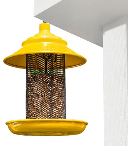 Nankoyal Mangeoire à Oiseaux - Tube Conteneur À Nourriture en Grille Métallique avec Plateau,Mangeoires Oiseaux Sauvages,pour Jardin, Cour, Terrasse, Porche, Arbre, Clôture, Fenêtre Et