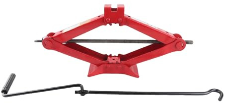 Gato de Tijera Profesional para el Cambio de neumáticos de automóvil, Herramienta de elevación de Hierro de Alta Resistencia con Base Extra Ancha, Gato de Maletero Rojo para Uso en (Gato)