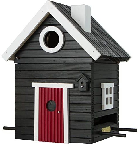 Wildlife Garden WG106 Multiholk Schwarzes Haus - Der Kombinierte Vogelfutterhaus und Nistkasten/Vogelhaus aus Holz