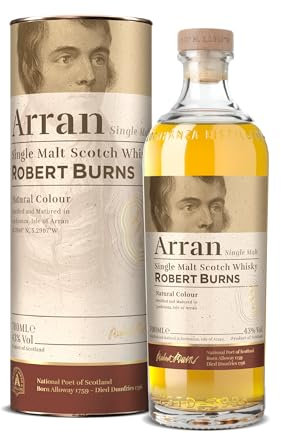 ARRAN - Robert Burns - Blended Malt Whisky Écossais - Notes d'Épices & Fruits Mûrs - Origine : Écosse/Highlands-Arran - 43 % Alcool - 70 cl